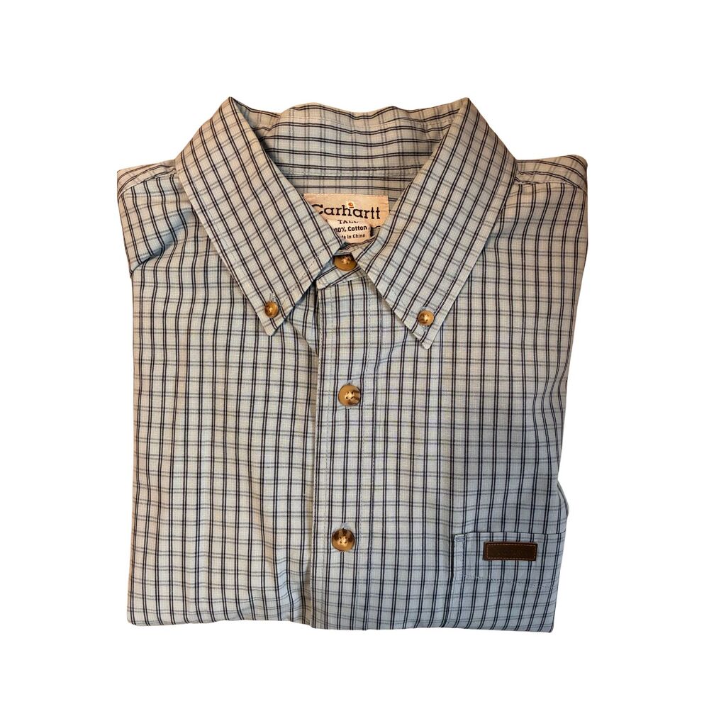 Carhartt Men's Button-Up Shirt Blue Plaid XLT